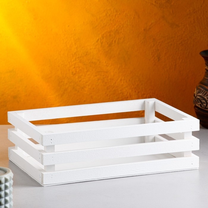 Кашпо деревянное 30&times;20&times;9.5 см "Classic", трёхреечное, белый Дарим Красиво