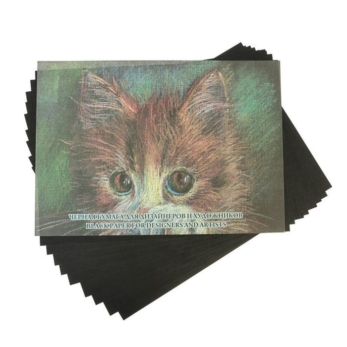 Бумага тонированная А4, 10 листов, 200 г/м², чёрная Бумага тонированная А4, 10 листов, 200 г/м², чёрная