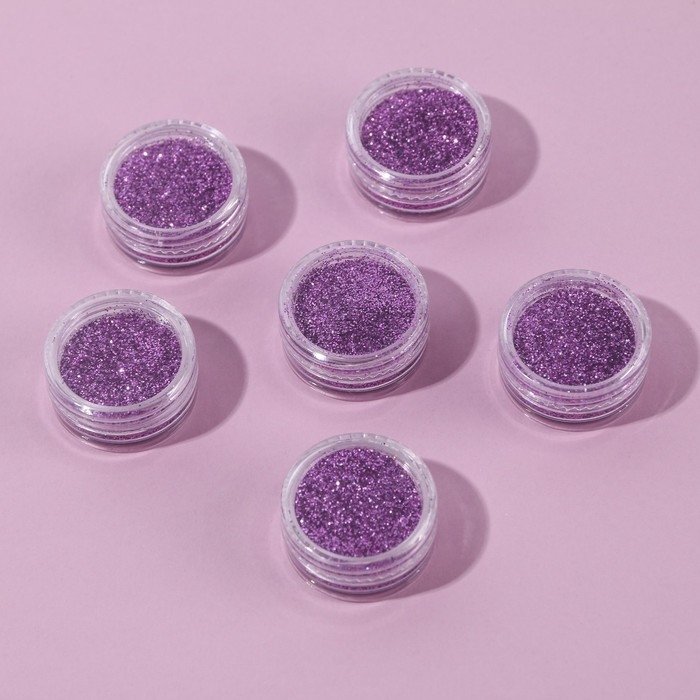Набор блесток для декора, мелкий помол, цвет фиолетовый, 6 штук Набор блесток для декора, мелкий помол, цвет фиолетовый, 6 штук