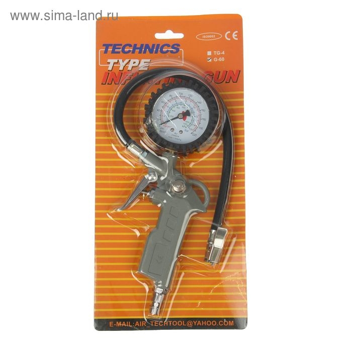 Пистолет для подкачки шин TECHNICS G-60, с манометром, до 15 атм Пистолет для подкачки шин TECHNICS G-60, с манометром, до 15 атм