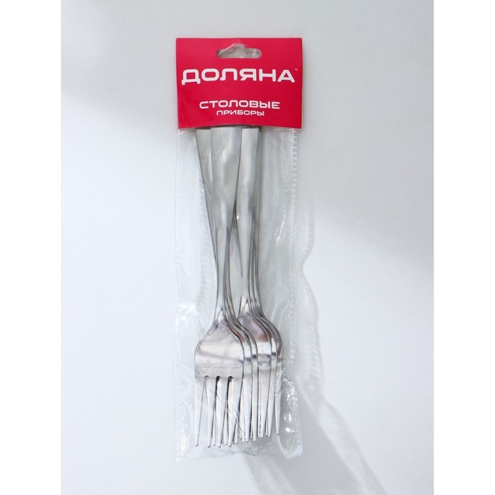 Набор вилок столовых из нержавеющей стали Доляна &laquo;Капля&raquo;, длина 21 см, 6 шт, цвет серебряный