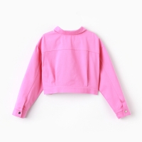 Рубашка для девочки джинсовая, укороченная KAFTAN, размер 30 (98-104 см), цвет розовый