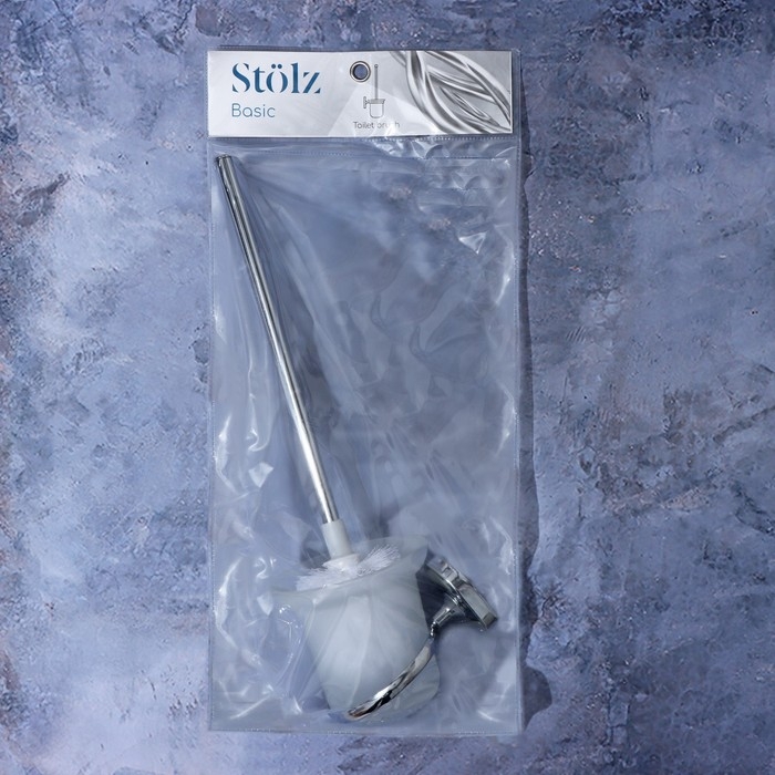 Ёрш для унитаза с подставкой настенный Штольц St&ouml;lz &laquo;Нео&raquo;, 12&times;14&times;36 см, цвет хромированный