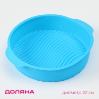 Форма для выпечки с ручками Доляна &laquo;Круг&raquo;, силикон, 27&times;24&times;6 см, внутренний диаметр 22 см, цвет МИКС