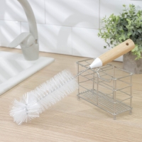 Ёрш для посуды Доляна Meli, 34&times;6 см, бамбуковая ручка, замшевая петелька