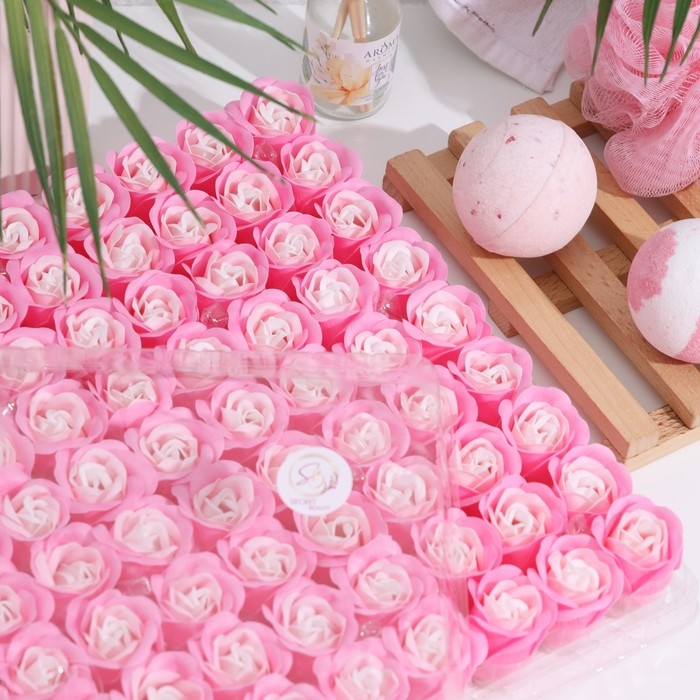 Розы мыльные, бело-розовые, набор, 81 шт