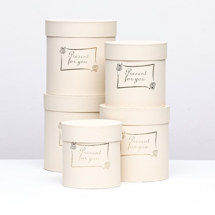 Набор шляпных коробок 5 в1 Набор шляпных коробок 5 в1 "Нежность", 20 х 20 - 15 х 15 см