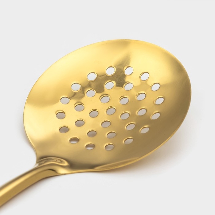 Шумовка из нержавеющей стали Доляна, длина 25,5 см, цвет золотой Шумовка из нержавеющей стали Доляна, длина 25,5 см, цвет золотой