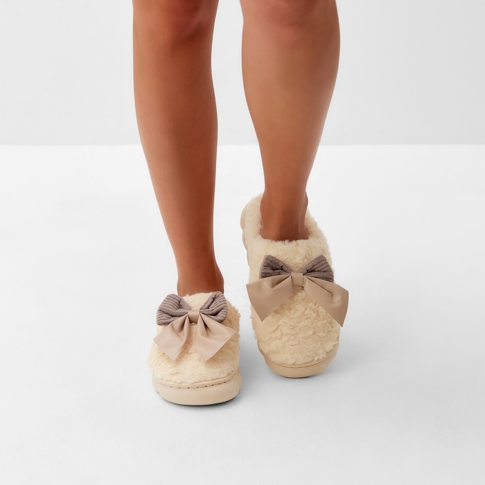 Тапочки женские, размер 40-41, цвет молочный Тапочки женские, размер 40-41, цвет молочный