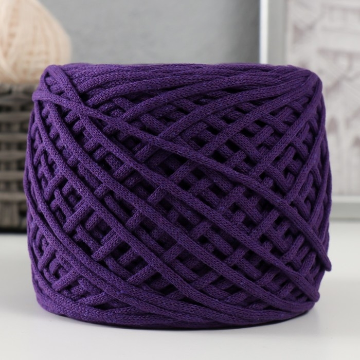 Хлопковый шнур 3 мм 220м/240&plusmn;5 гр Градиент "Лето" (баклажан/белый)