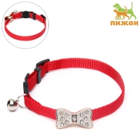 Ошейник кошачий "Бантик" со стразами, 30 х 1 см, красный Ошейник кошачий "Бантик" со стразами, 30 х 1 см, красный