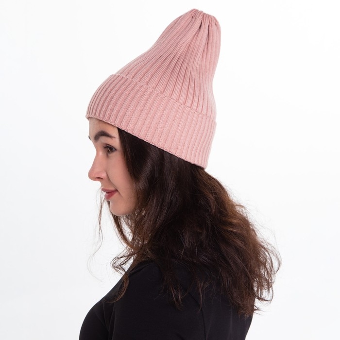Шапка женская зимняя, цвет пудра, размер 52-56 Шапка женская зимняя, цвет пудра, размер 52-56