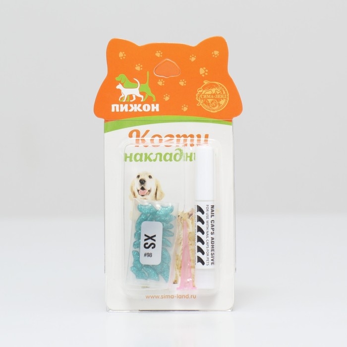 Когти накладные Когти накладные "Антицарапки" (20 шт), размер XS, изумрудные с блестками