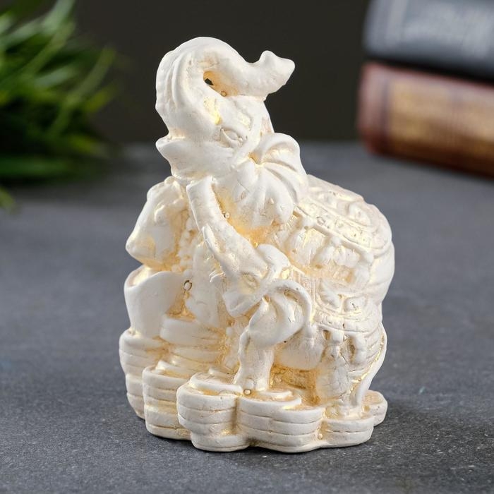 Фигура Фигура "Слон со слоненком на деньгах" позолота, 6,5х10х7см