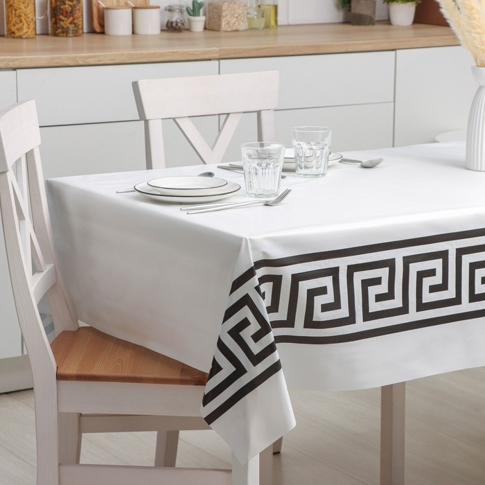 Клеёнка на стол на нетканой основе Доляна &laquo;Стэф&raquo;, ширина 140 см, рулон 20 м, цвет белый