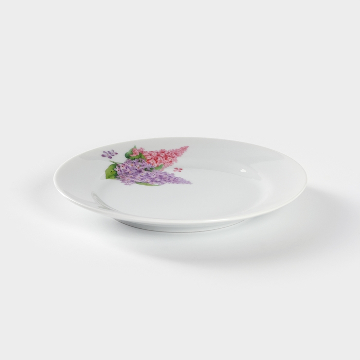 Тарелка фарфоровая «Сирень», d=17 см, белая Тарелка фарфоровая «Сирень», d=17 см, белая