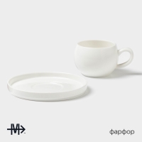 Чайная пара Magistro OliveQueen, 220 мл, 15&times;15 см, фарфор, белая