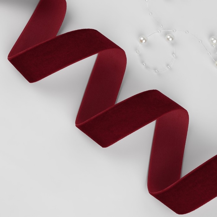 Лента бархатная, 25 мм, 18 &plusmn; 1 м, цвет бордовый №46