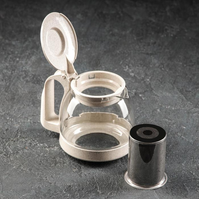 Чайник стеклянный заварочный &laquo;Джони&raquo;, 700 мл, с металлическим ситом, цвет бежевый