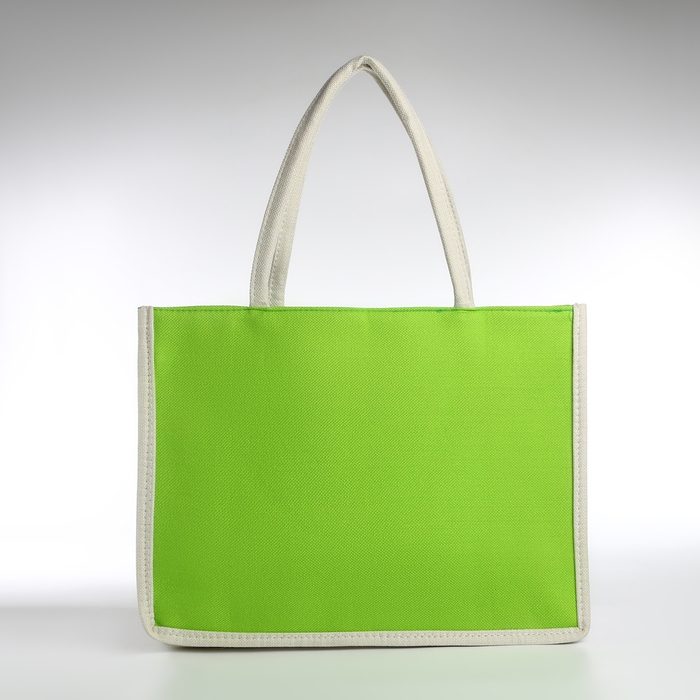 Сумка пляжная без застёжки, цвет молочный/салатовый Сумка пляжная без застёжки, цвет молочный/салатовый