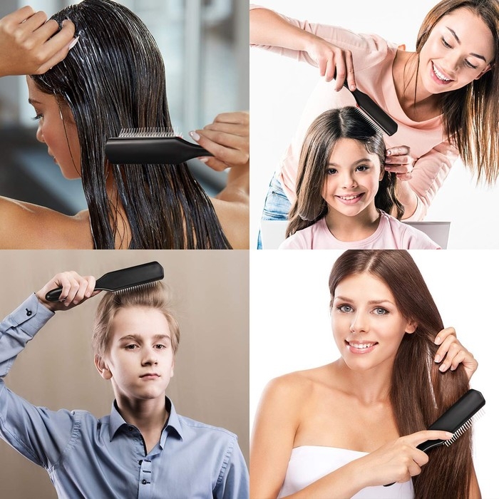 Расчёска массажная, 4,5 &times; 19 см, цвет чёрный/розовый