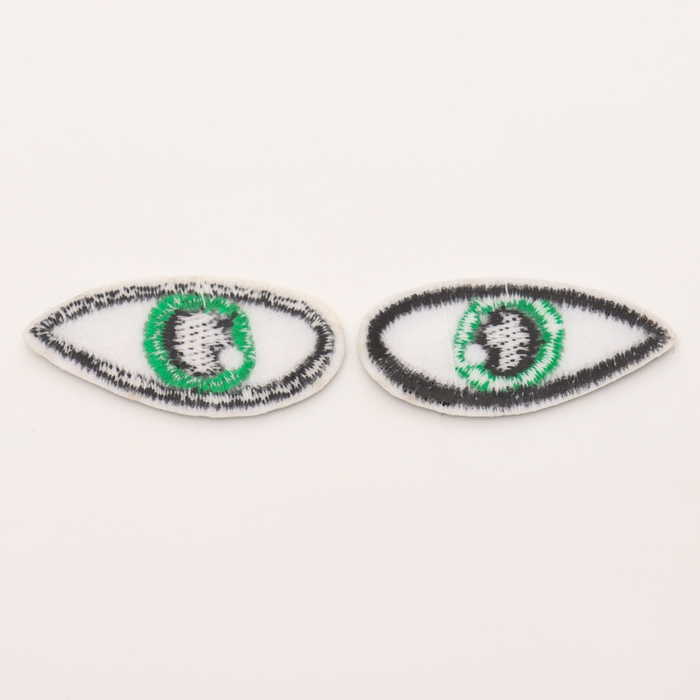 Набор термонаклеек &laquo;Глаза&raquo;: правый и левый, 1,4 &times; 3,5 см, овальный, цвет зелёный, 100 шт.