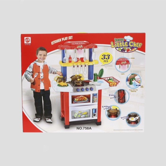 Игровой модуль &laquo;Кухня для Шефа&raquo; с аксессуарами, свет, звук, бежит вода из крана, 33 предмета