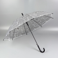 Зонт - трость полуавтоматический «Газета», 8 спиц, R = 47/54 см, D = 108 см, цвет серый Зонт - трость полуавтоматический «Газета», 8 спиц, R = 47/54 см, D = 108 см, цвет серый