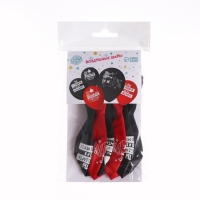 Воздушный шар латексный 12" &raquo;Новый год с приколом&raquo;, цвет черный, красный, 5 шт.