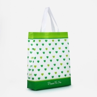 Сумка хозяйственная без застёжки, цвет белый/зелёный Сумка хозяйственная без застёжки, цвет белый/зелёный