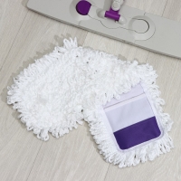 Швабра для мытья пола плоская Доляна, насадка из микрофибры 55&times;14 см, телескопическая стальная ручка 80-128 см, цвет МИКС