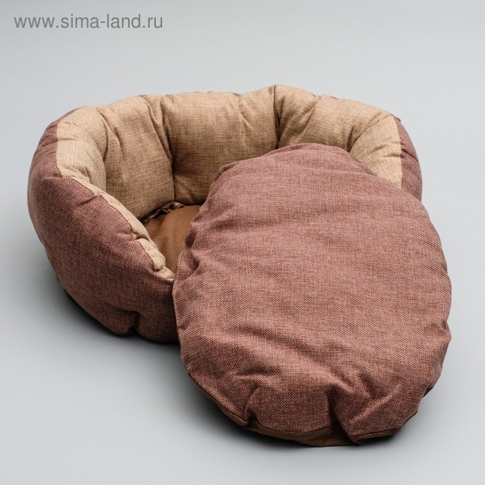 Лежанка "Комфорт", 49 х 36 х 17 см, рогожка, коричневый