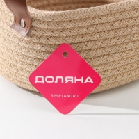 Корзина для хранения Доляна &laquo;Айко&raquo;, плетёная, ручной работы, с ручками, 21,5&times;21,5&times;16,5 см, цвет бежевый