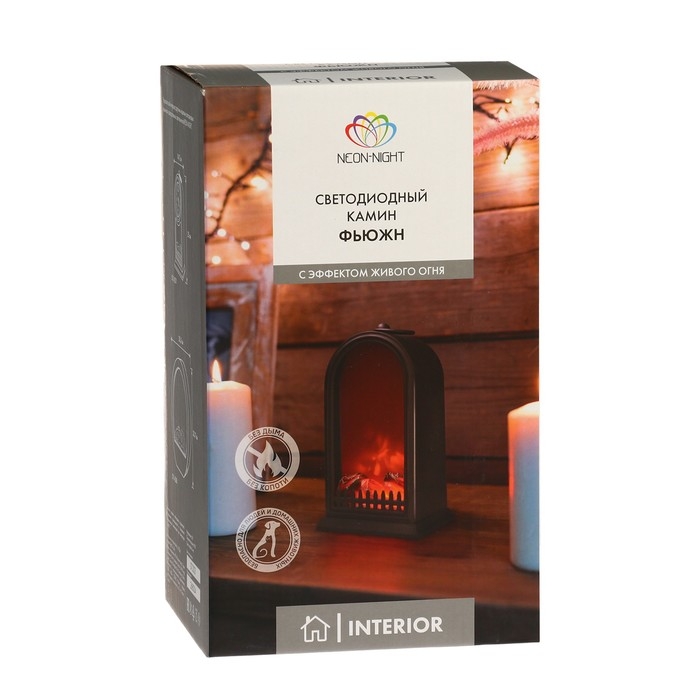 Биокамин NEON-NIGHT &laquo;Фьюжн&raquo;, с эффектом живого огня, 2хС/USB , чёрный
