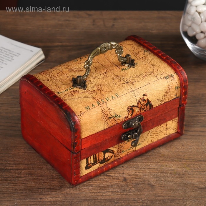 Шкатулка дерево сундучок Шкатулка дерево сундучок "Карта странника" 10,5х15х9 см