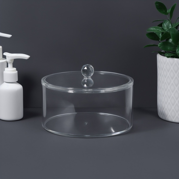 Органайзер для хранения, с крышкой, 14 &times; 14 &times; 9,3 см, цвет прозрачный