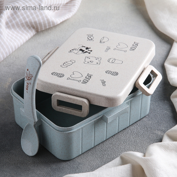 Ланч - бокс с ложкой Доляна &laquo;Люблю вкусняшки&raquo;, 1 л, 18&times;14&times;6,5 см, цвет МИКС