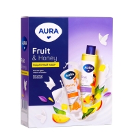 Подарочный набор косметики AURA " Манго и папайя": гель для душа, 250 мл + крем для рук, 75 мл Подарочный набор косметики AURA " Манго и папайя": гель для душа, 250 мл + крем для рук, 75 мл