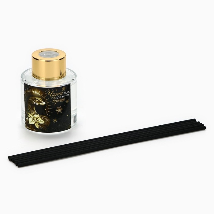 Новый год! Диффузор ароматический палочки &laquo;Новогодняя коллекцияЧудеса там, где в них верят&raquo;, аромат чёрный лёд 50 мл.