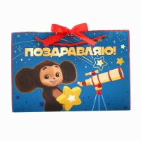 Пакет-коробка с тиснением, Чебурашка, 30х20х12 см Пакет-коробка с тиснением, Чебурашка, 30х20х12 см