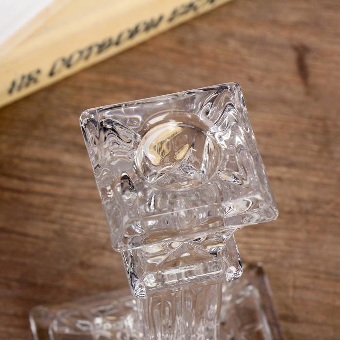 Подсвечник стекло на 1 свечу "Колонна с прямоугольная" прозрачный 16,5х8,3х8,3 см