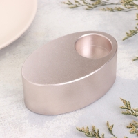 Подсвечник "Узкий овал. Мрамор" из гипса,11,5х7х4см,шампань