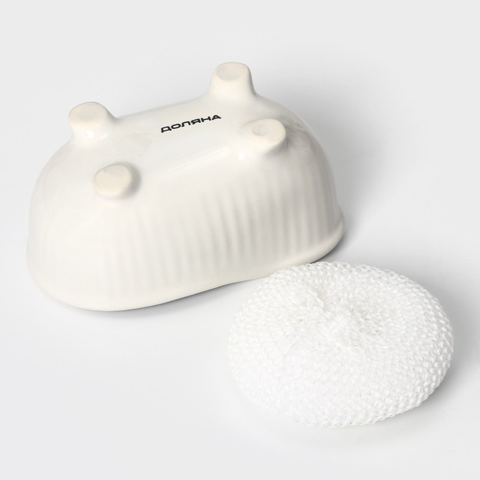 Подставка с губкой Доляна &laquo;Переплетение&raquo;, 250 мл, цвет белый