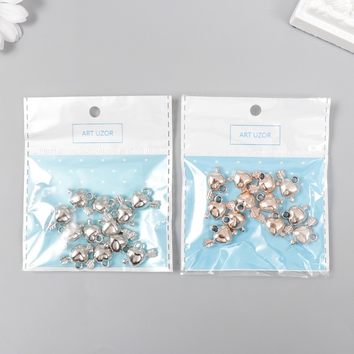 Декор для творчества пластик под металл Декор для творчества пластик под металл "Сердце со стрелой" МИКС набор 12 шт 1,4х1,9 см