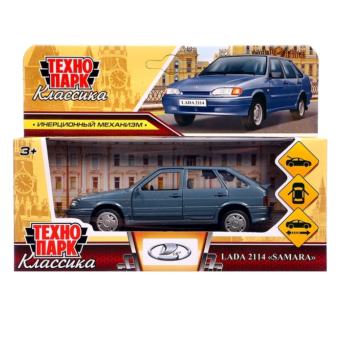 Машина металл LADA -2114 Машина металл LADA -2114 "SAMARA" 12 см, инерц, мокрый асфальт, 2114-12-GY (72)