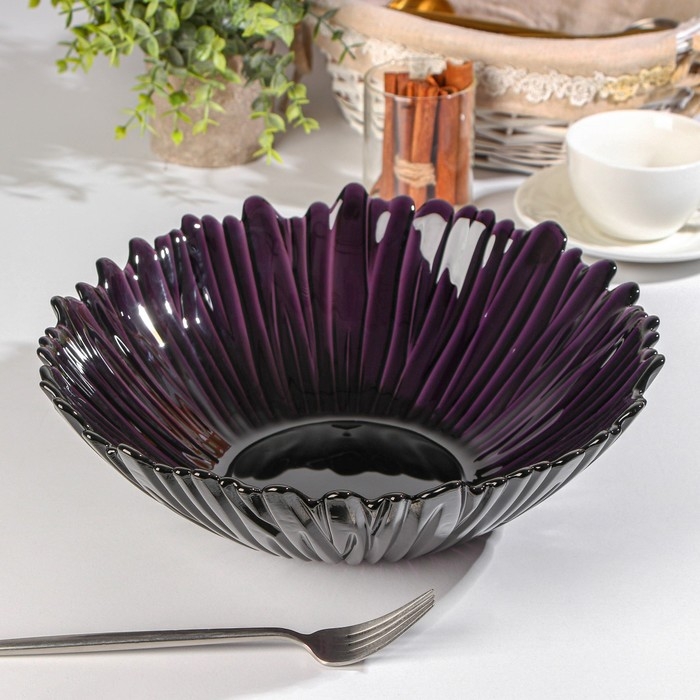 Салатник стеклянный &laquo;Аметист&raquo;, 2,3 л, d=30 см, цвет фиолетовый