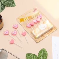 Набор свечей для торта, 5 шт "Сердца", розовый Набор свечей для торта, 5 шт "Сердца", розовый