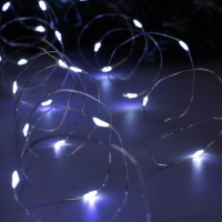Гирлянда &laquo;Нить&raquo; 5 м роса, IP20, серебристая нить, 50 LED, 2 режима, батарейки AAх3 (не в комплекте), свечение белое