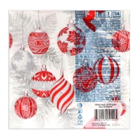 Новогодние салфетки бумажные Home Collection «Красные игрушки на серебре», 3 слоя, 33х33 см, 20 шт Новогодние салфетки бумажные Home Collection «Красные игрушки на серебре», 3 слоя, 33х33 см, 20 шт
