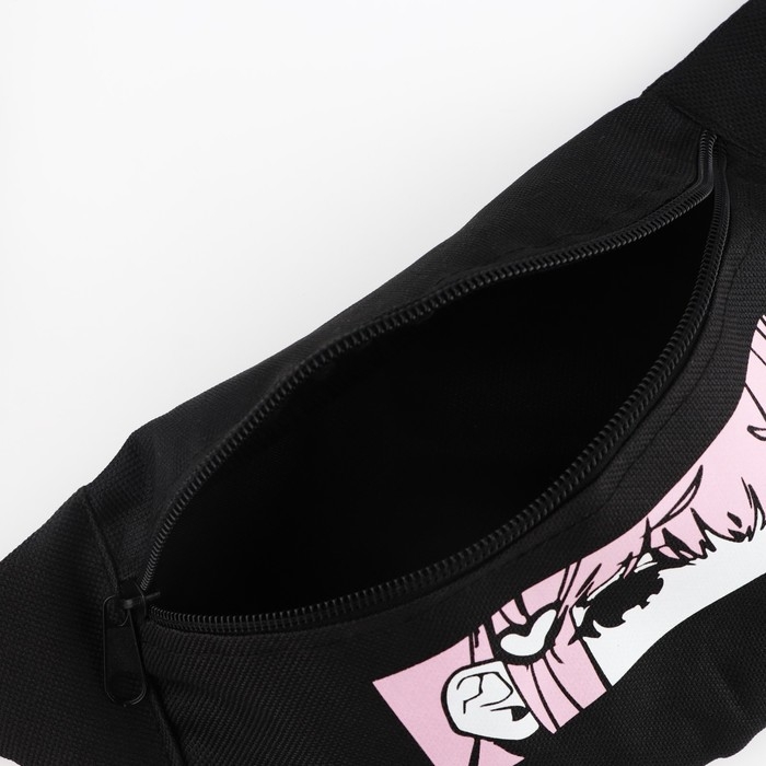 Сумка поясная &laquo;Аниме&raquo;, 32х8х15 см, отдел на молнии, наружный карман, цвет черный